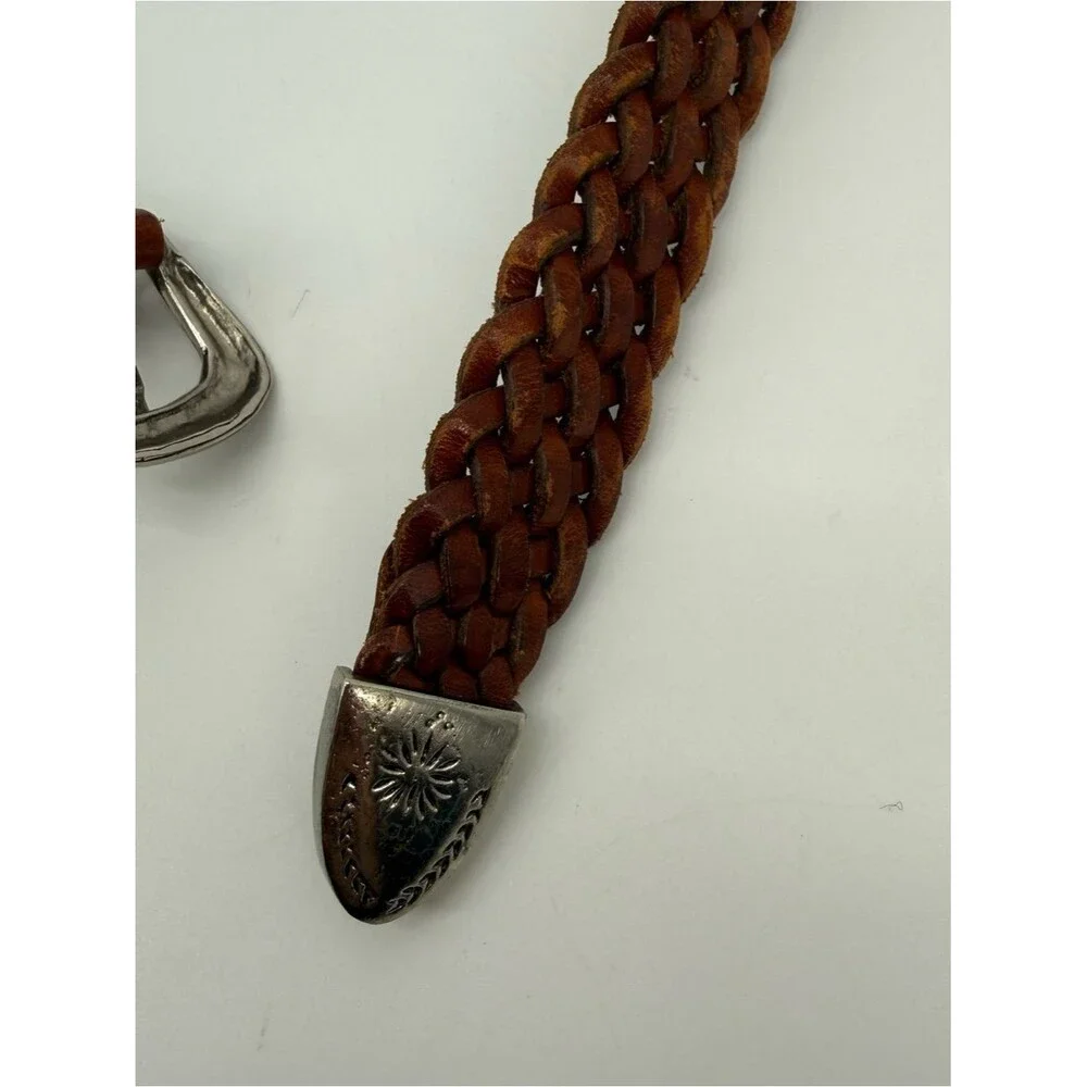 Omega Brown Braided Leather Belt Western Size Large Made in Turkey Classic